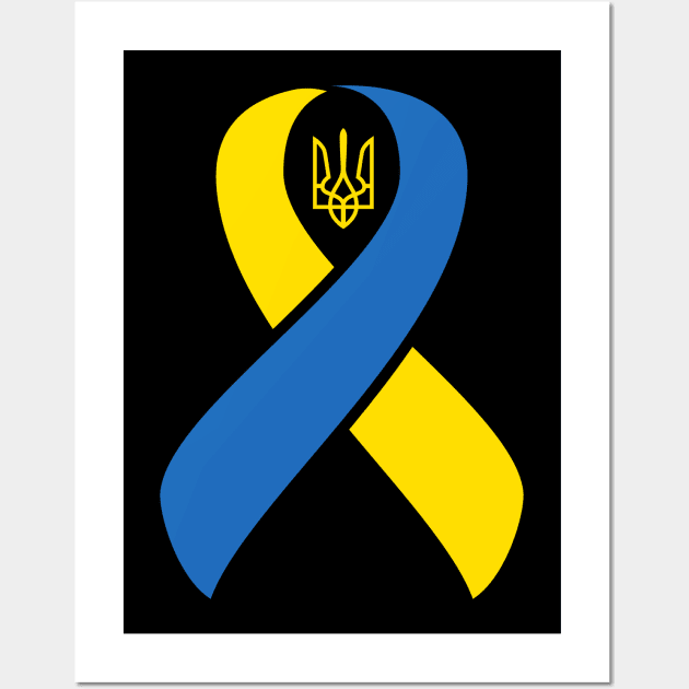 Ukraine Ribbon Ukrainian Pride Love and Unity Design Wall Art by hobrath